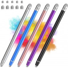 Stylus Pen for Touchscreen, 5 Pack Dual Fiber Stylus, High Sensitivity and Precision, Universal Stylus Pen for Android, Ipad,iPhone, Galaxy Microsoft Surface,Kindle All Capacitive Touch Screens